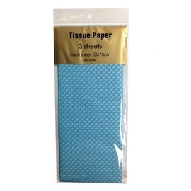 Tissue Paper Printed 3 sheet White Dots on Blu
