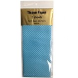 Tissue Paper Printed 3 sheet White Dots on Blu