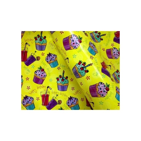 Wrapping Paper 500mm x 60M Happy Birthday Cup 