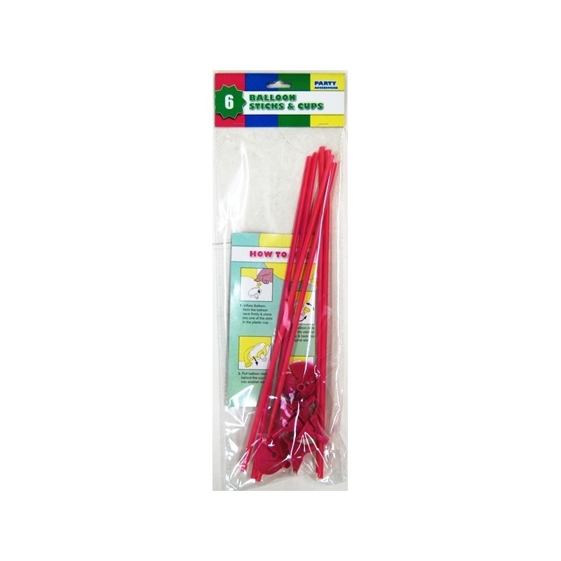 6 x Balloon Stick & Cup 30cm Hot Pink 6 x Balloon Stick & Cup 30cm Hot Pink