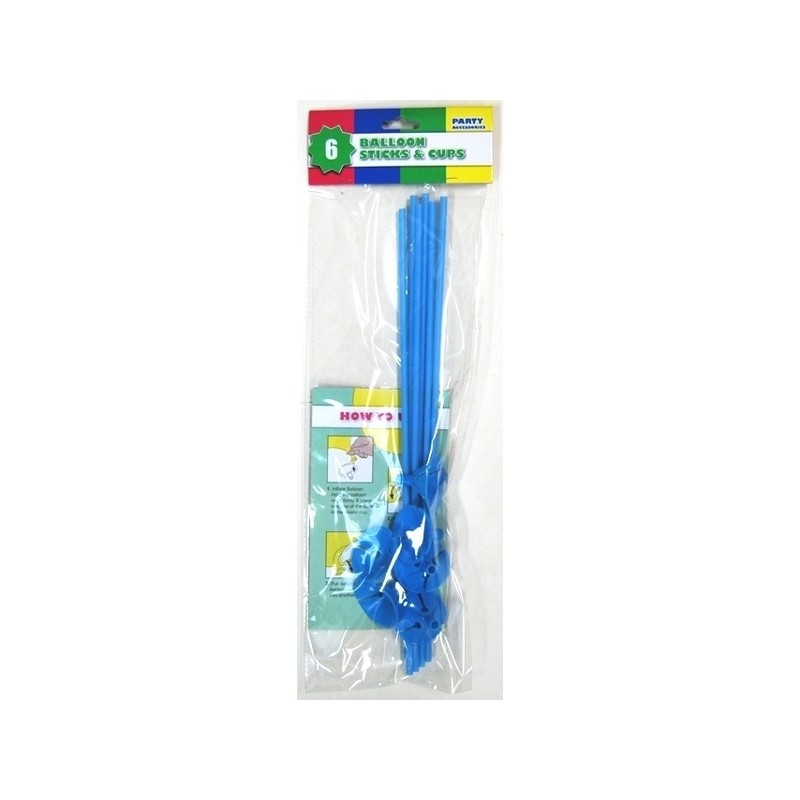 6 x Balloon Stick & Cup 30cm Light Blue 6 x Balloon Stick & Cup 30cm Light Blue