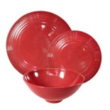 12 Pcs  Melamine  Dinner Plates Red