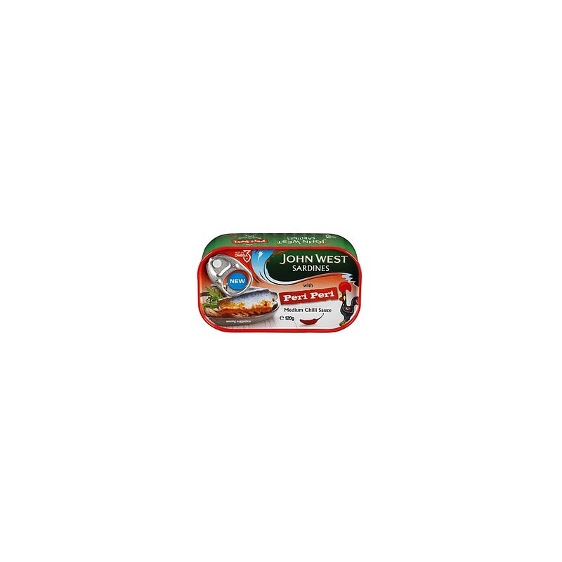 J/W Sardines with Periperi Medium Chilli Sauce 120G J/W Sardines with Periperi Medium Chilli Sauce 120G