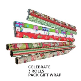 Celebrate 3 Rolls pack gift Wrap