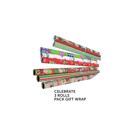 Celebrate 3 Rolls pack gift Wrap