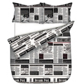 Queen DC Newsprint Duvet Cover