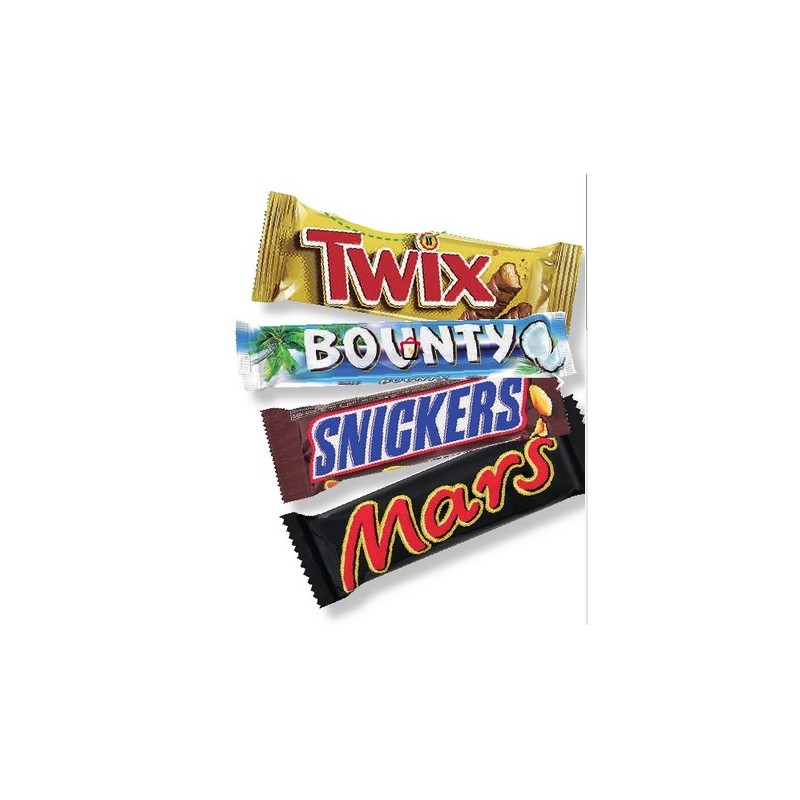 Bounty Twix Snickers Mars Chocolate Bars each Bounty Twix Snickers Mars Chocolate Bars each