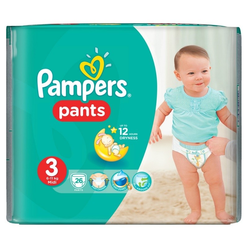 Pampers Pants Diapers, Size 3, Midi, 6-11 Kg Pampers Pants Diapers, Size 3, Midi, 6-11 Kg