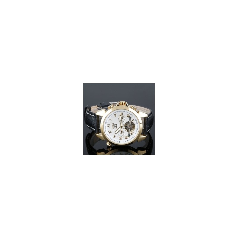 Men Luxery Man Auto Mechanical Date Tourbillon Wrist Watch Gold white Men Luxery Man Auto Mechanical Date Tourbillon Wrist Watch Gold white