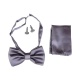 Lewin Set of Bow Tie, Cummerbund & Cufflinks Grey