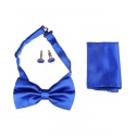 Lewin Set of Bow Tie, Cummerbund & Cufflinks Blue
