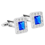 Silver Men's Cufflink Blue